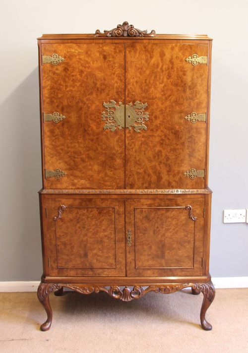 Antique Walnut Cocktail Drinks Cabinet