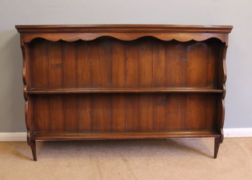Antique Oak Hanging Plate Rack Wall Shelves.