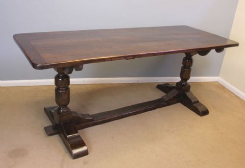 Antique Large Oak Refectory Farmhouse Dining Kitchen Table.
