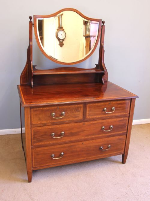 Antique Edwardian Inlaid Mahogany Dressing Table.