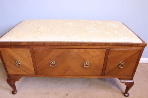 fig 1. Antique Walnut Ottoman Window Seat.