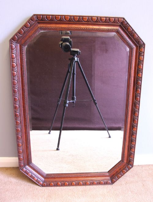 Antique Oak Framed Wall Mirror.