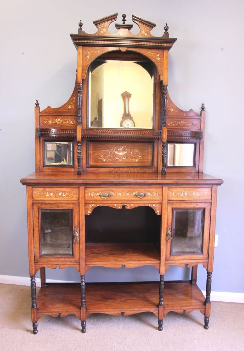 ANTIQUE INLAID ROSEWOOD DISPLAY CABINET SIDEBOARD