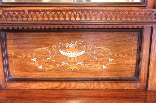 ANTIQUE INLAID ROSEWOOD DISPLAY CABINET SIDEBOARD - ADDITIONAL PHOTO 2