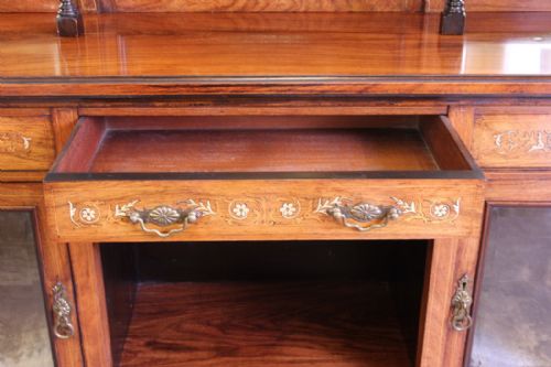 ANTIQUE INLAID ROSEWOOD DISPLAY CABINET SIDEBOARD - ADDITIONAL PHOTO 9
