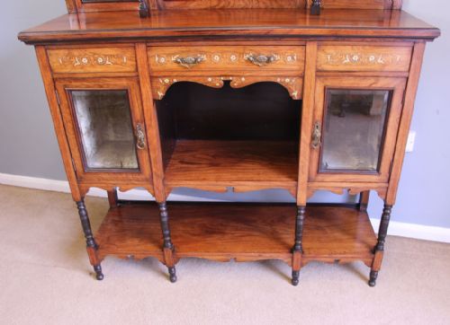 ANTIQUE INLAID ROSEWOOD DISPLAY CABINET SIDEBOARD - ADDITIONAL PHOTO 14