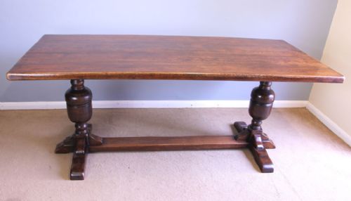 Large Antique Oak Refectory Farmhouse Kitchen Dining Table.