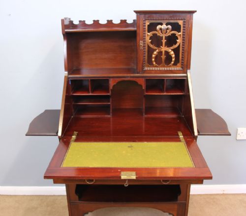 ANTIQUE ARTS CRAFTS MAHOGANY WRITING DESK BUREAU - ADDITIONAL PHOTO 3
