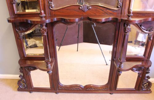 ANTIQUE VICTORIAN LARGE MAHOGANY MANTLE WALL OVERMANTLE MIRROR - ADDITIONAL PHOTO 4