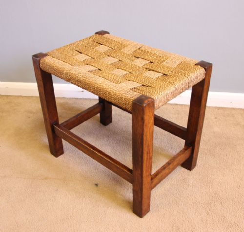 Antique Rustic Oak Framed Stool,