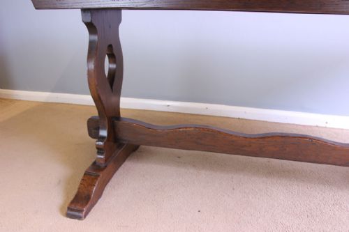 PERIOD STYLE ANTIQUE OAK REFECTORY FARMHOUSE DINING TABLE - ADDITIONAL PHOTO 2