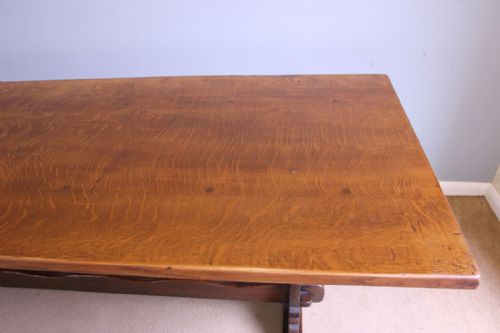 PERIOD STYLE ANTIQUE OAK REFECTORY FARMHOUSE DINING TABLE - ADDITIONAL PHOTO 5