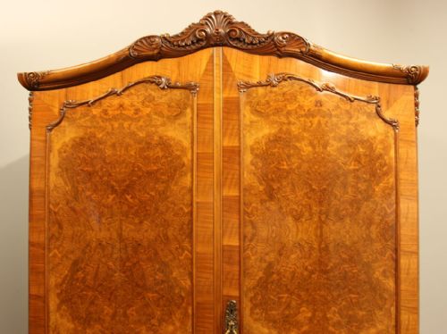fig 1. Quality Burr Walnut Antique Fitted Double Wardrobe.
