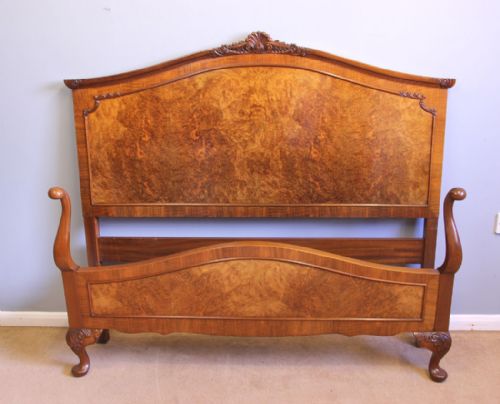 Quality Burr Walnut Antique Double Bed.