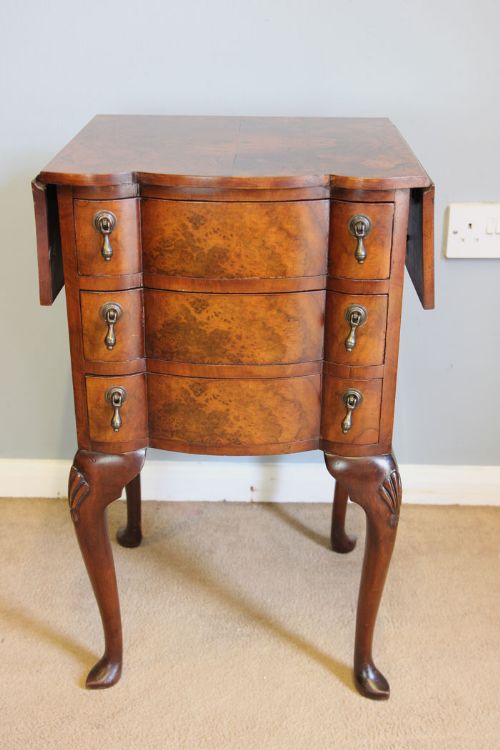 Antique Burr Walnut Bedside Chest Lamp Table