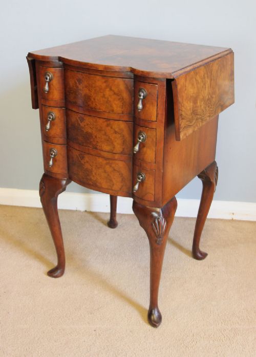 fig 1. Antique Burr Walnut Bedside Chest Lamp Table