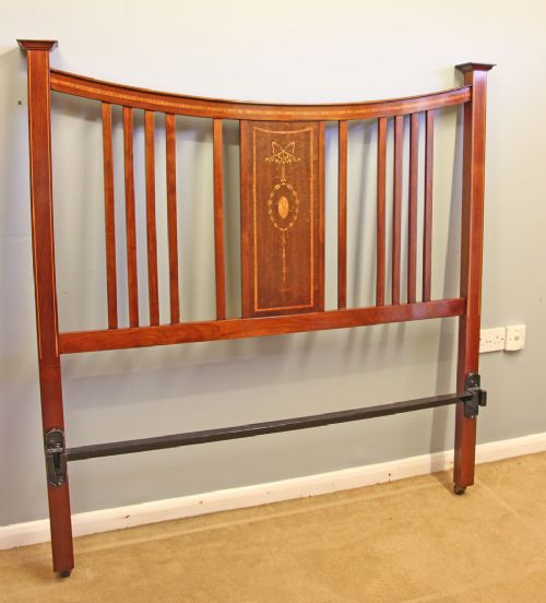 fig 1. Antique Edwardian Inlaid Mahogany Double Bed.