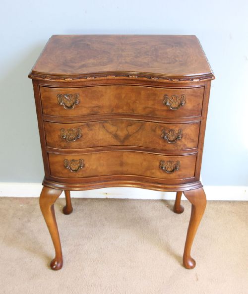 Antique Walnut Bedside Cabinet Chest Drawers.