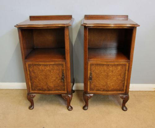 Pair Burr Walnut Bedside Cabinets Waring & Gillow.