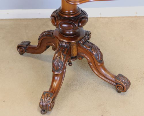 VICTORIAN ANTIQUE BURR WALNUT SERPENTINE FRONT CARD GAMES TABLE - ADDITIONAL PHOTO 5