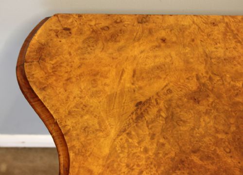 VICTORIAN ANTIQUE BURR WALNUT SERPENTINE FRONT CARD GAMES TABLE - ADDITIONAL PHOTO 10