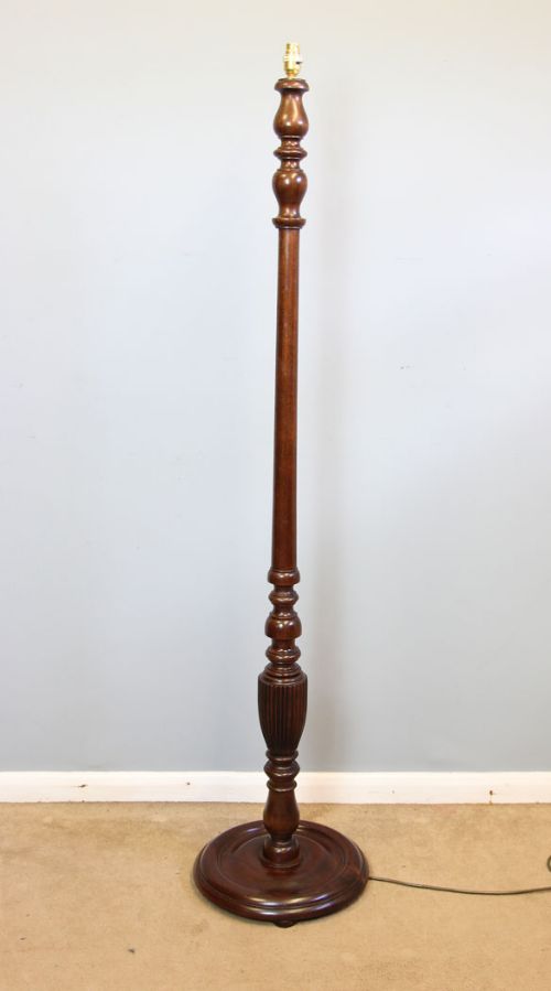 Antique Mahogany Floor Standard Lamp.
