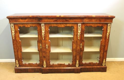Antique Victorian Burr Walnut Ormolu Mounted Credenza.