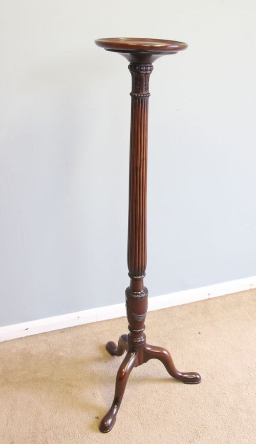 Antique Edwardian Mahogany Torchiere Plant Stand.