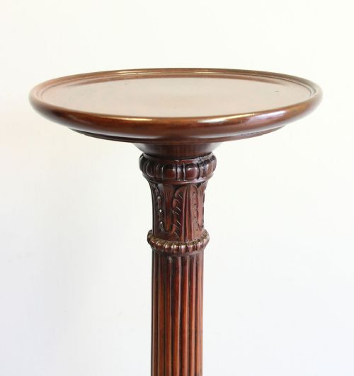 fig 1. Antique Edwardian Mahogany Torchiere Plant Stand.