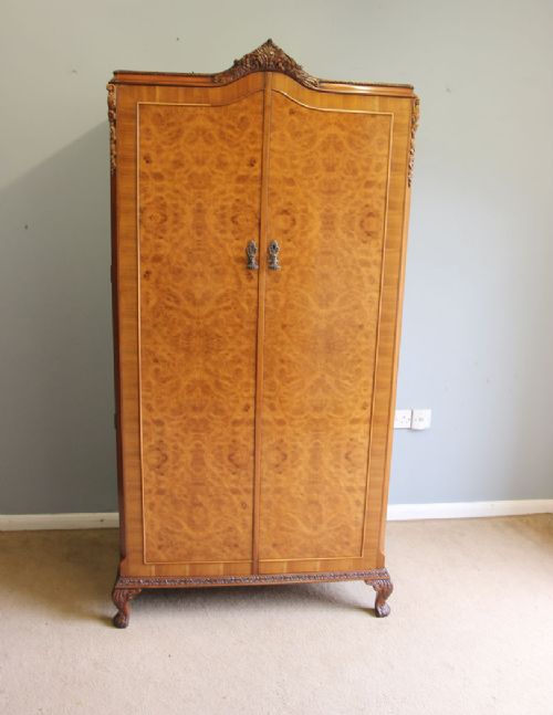 Quality Burr Walnut Fitted Double Wardrobe.