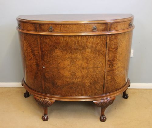 Quality Antique Burr Walnut Demi Lune Shaped Sideboard