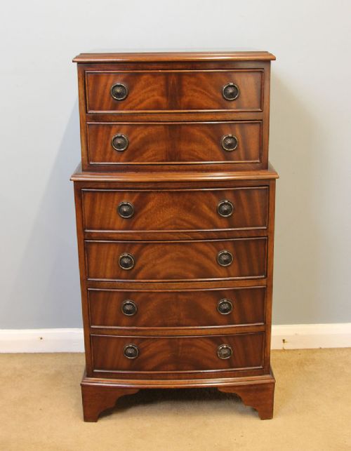 Small Bow Front Mahogany Chest of Drawers