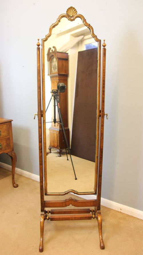 Antique Walnut Cheval Dressing Mirror