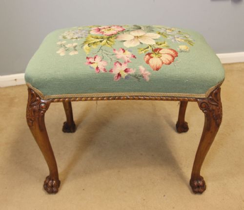Antique Walnut Dressing Table Stool.