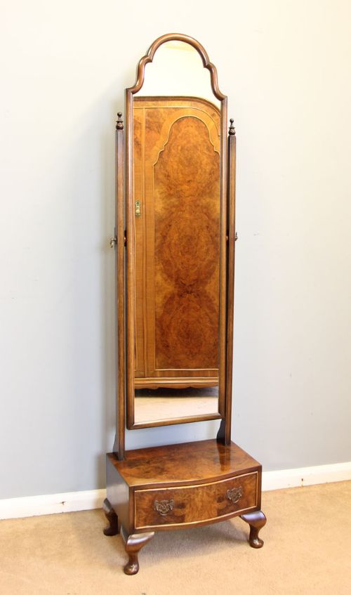 Antique Walnut Cheval Dressing Mirror.