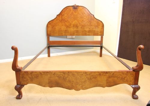 Antique Burr Walnut Double Bed.