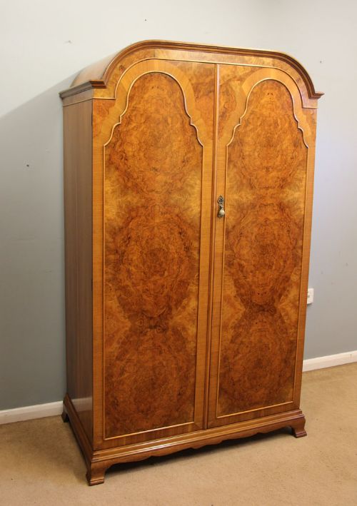 Antique Burr Walnut Double Wardrobe.