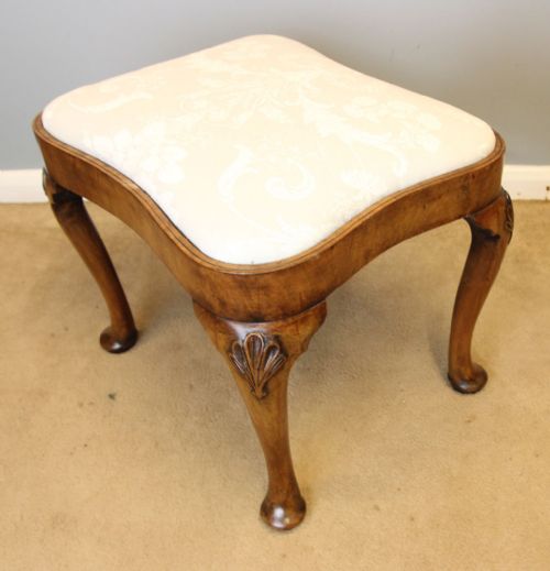 Antique Queen Anne Style Walnut Stool