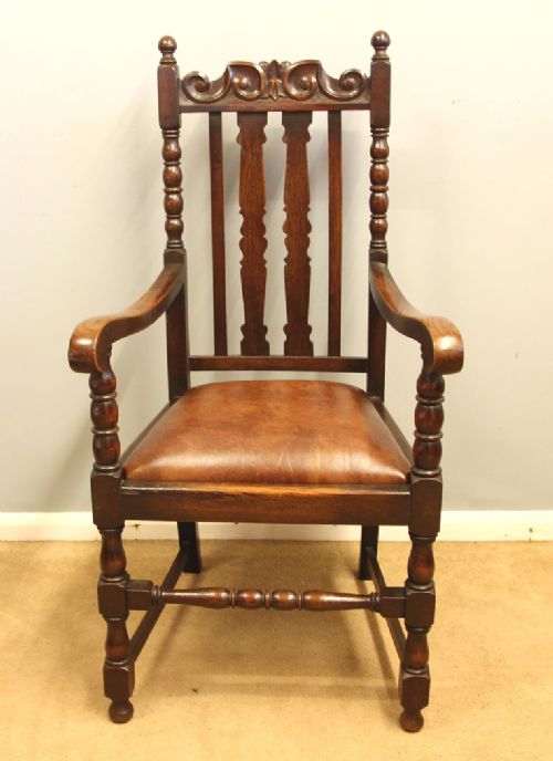 Antique Oak Carver Desk Chair