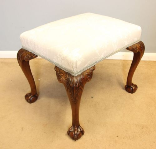 Antique Carved Mahogany Chippendale Style Dressing Table Stool