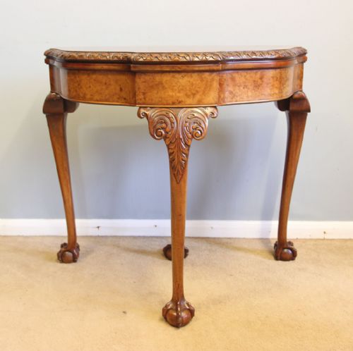 BURR WALNUT ANTIQUE CARD SIDE TABLE - ADDITIONAL PHOTO 2