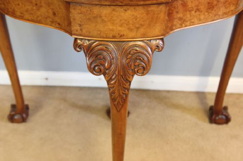 BURR WALNUT ANTIQUE CARD SIDE TABLE - ADDITIONAL PHOTO 3