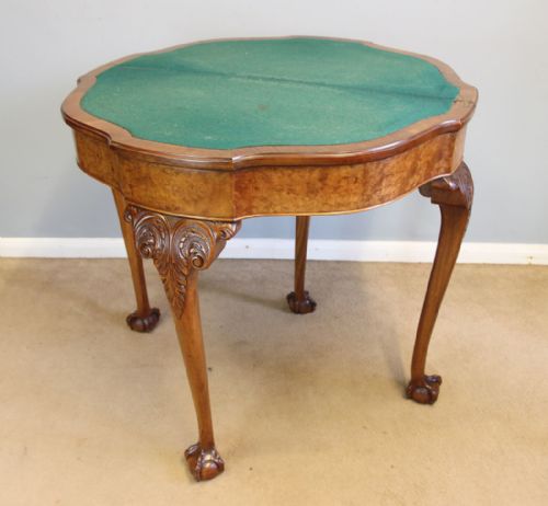 BURR WALNUT ANTIQUE CARD SIDE TABLE - ADDITIONAL PHOTO 4