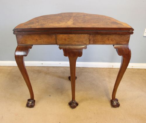 BURR WALNUT ANTIQUE CARD SIDE TABLE - ADDITIONAL PHOTO 5