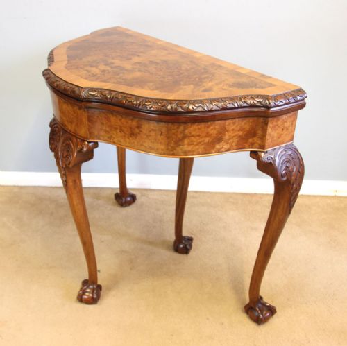 BURR WALNUT ANTIQUE CARD SIDE TABLE - ADDITIONAL PHOTO 7