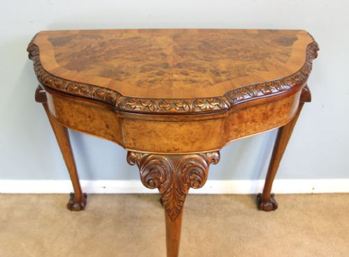 BURR WALNUT ANTIQUE CARD SIDE TABLE - ADDITIONAL PHOTO 11