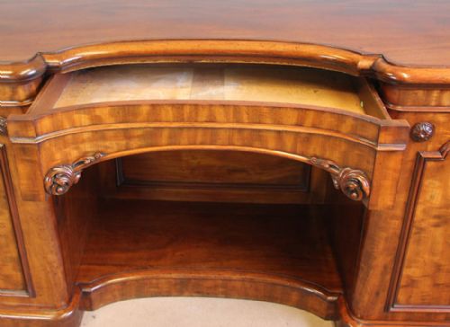 ANTIQUE VICTORIAN MIRROR BACK BREAKFRONT CHIFFONIER PEDESTAL SIDEBOARD - ADDITIONAL PHOTO 11