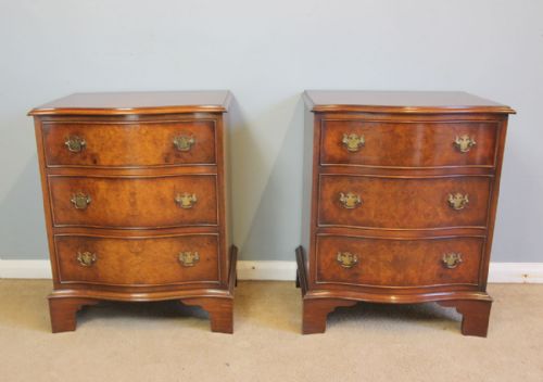 Pair Georgian Style Burr Walnut Beside Cabinets