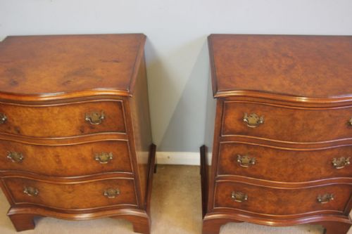 fig 1. Pair Georgian Style Burr Walnut Beside Cabinets