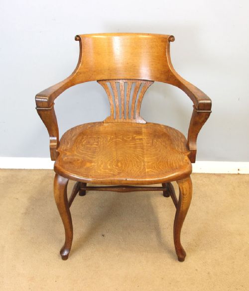Antique Oak Office Armchair Desk Chair